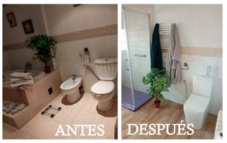 Baño antiguo y baño remodelado